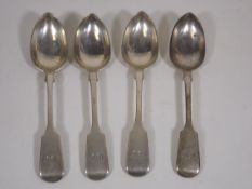 Four Matching Silver Dessert Spoons