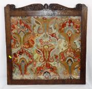 A Victorian Oak Framed Folk Art Embroidery