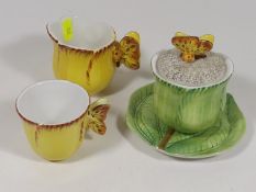 Three Este Ceramic Butterfly Porcelain Items