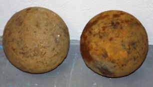 Two 19thC. Cannonballs Acquired Off Plymouth Sound