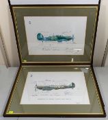 Two Battle Of Britain Framed Pictures Signed By Pi