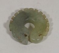 A Chinese 19thC. Carved Jade Mythical Dragon Ring