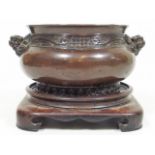 A Good Chinese Bronze Censer Bowl With Detailed De