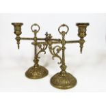 A Pair Of Ornate Victorian Brass Candlesticks