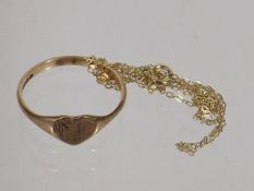 A Small Gold Ring & A Fine Gold Chain