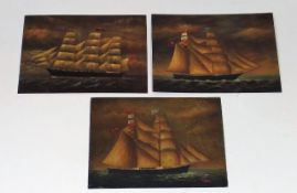 Three Oil On Copper Panel Marine Paintings Signed