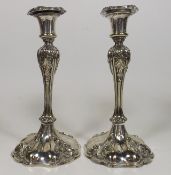 An Ornate Pair Of 19thC. Silver Plated Candlestick