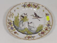 A Continental Porcelain Plate With Relief Decor &