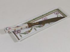 A 19thC. French Porcelain Letter Opener & Stand