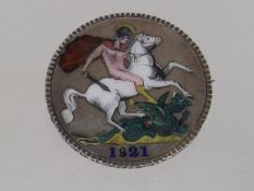 An Enamelled Silver Coin Brooch