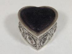 A Heart Shaped Silver Pin Box