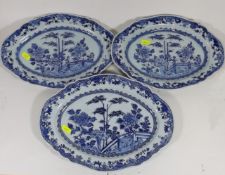 Three C.1780 Nanking Chinese Porcelain Oval Dishes