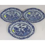 Three C.1780 Nanking Chinese Porcelain Oval Dishes