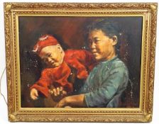 A Chinese Framed Oil Painting Signed W. H. Chen &