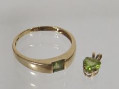 A 14ct Gold & Peridot Ring & Pendant Set