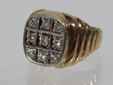 A 9ct Gold Gents Diamond Ring