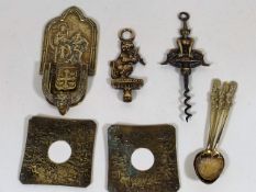 An Antique Brass Door Knocker & Other Brass Items