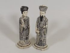 A Pair Of 1920'S Japanese Carved Bone Figures