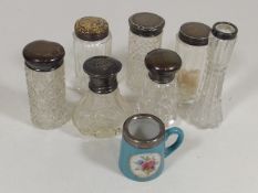 A Quantity Of Silver Topped Scent Bottles & Other