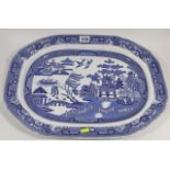 A Large 19thC. Spode Willow Pattern Meat Dish