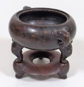 A Chinese Bronze Censer Bowl Lacking Lid