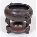 A Chinese Bronze Censer Bowl Lacking Lid