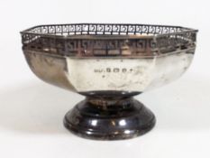 An Octagonal Silver Bowl With Reticulated Edge