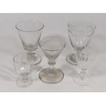 A Georgian Rummer & Four Other Antique Glasses