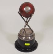 A Silver Plated Stand With Presentation Cricket Ba