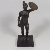 An Antique Bronze Figure Of Soldier With Shield