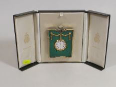 A Cased Silver & Enamel Clock