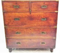 A Victorian Mahogany Brass Bound Military Chest Wi