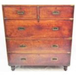 A Victorian Mahogany Brass Bound Military Chest Wi