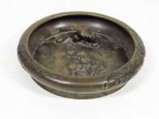 A Chinese Bronze Bowl With Squirrel With Nut Decor