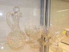 A Victorian Decanter & Five Similar Victorian Cut