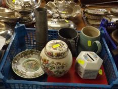 A Pewter Vase, A Masons Ginger Jar & Other Items