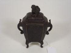 C.1900 Chinese Bronze Lidded Urn