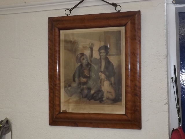 Burr Walnut Framed Antique Picture