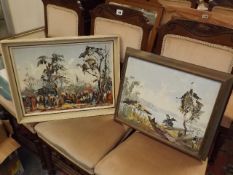 Two African Oil Paintings Signed Moto