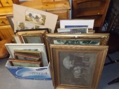 Two Large Boxes Of Mostly Framed Paintings & Print