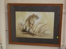 Watercolour Sketch Of Tiger By David John Sweeting