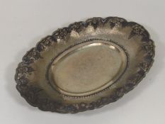 An Oval White Metal Dish Stamped .800 With Embosse