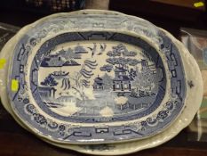 A 19thC. Willow Plate & One Other Dish