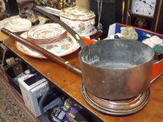 A Large Copper Pan & A Copper Bed Warming Pan