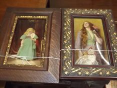 Two Victorian Convexed Reverse Glass Paintings