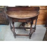 An Small Oak Semi-Circular Hall Table With Barley