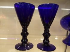 Two Bristol Blue Goblets
