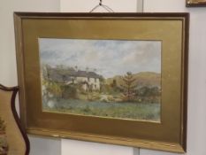 An Early 20thC. Watercolour Of Cottage Landscape