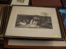 An Antique Etching Relating To Launceston & Other