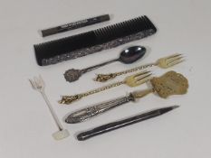 A Silver Backed Comb & Other Items